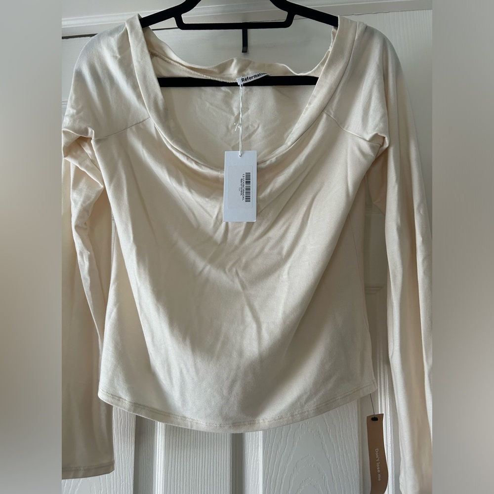 NWT reformation XL cream long sleeve shirt